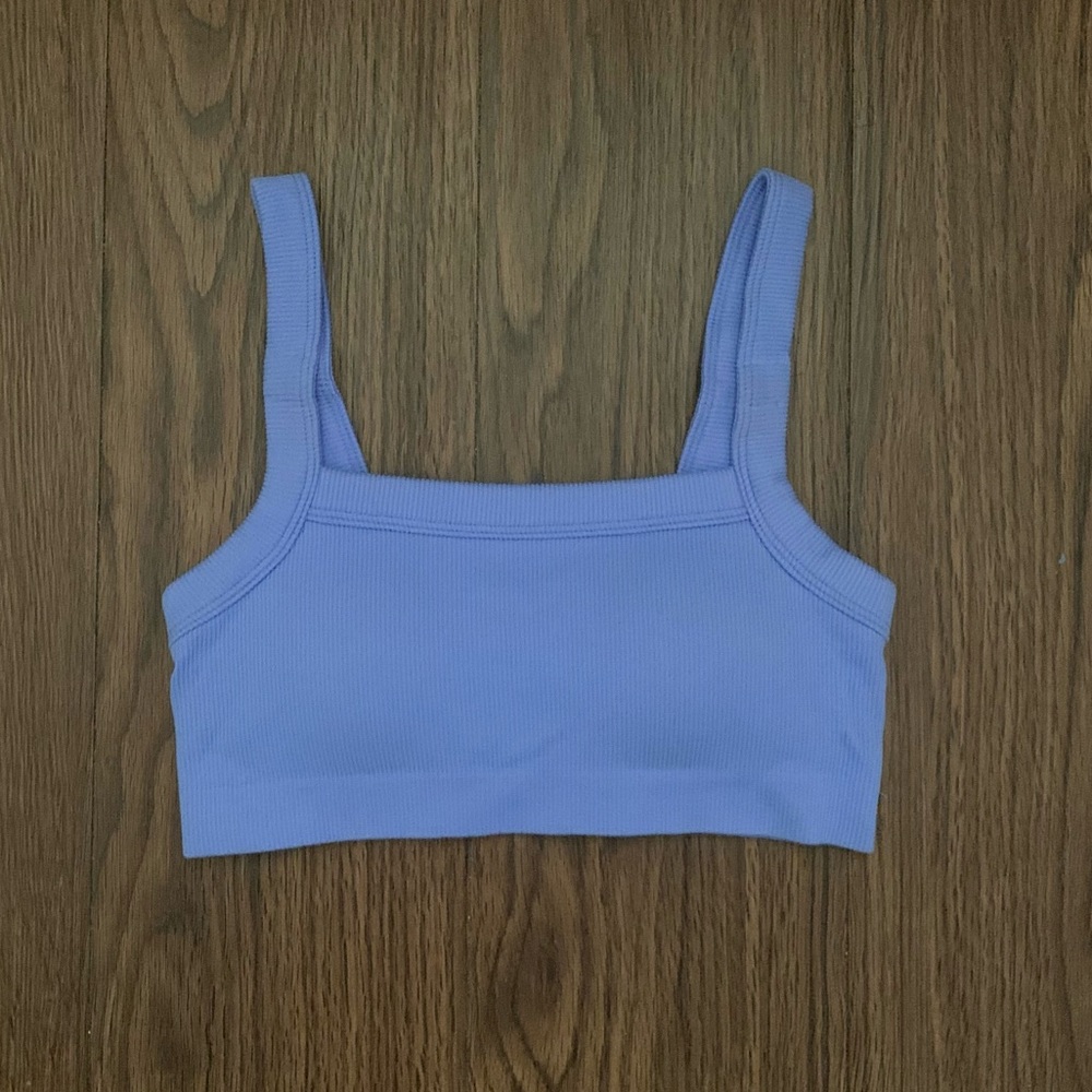 Blue seamless rib bralette